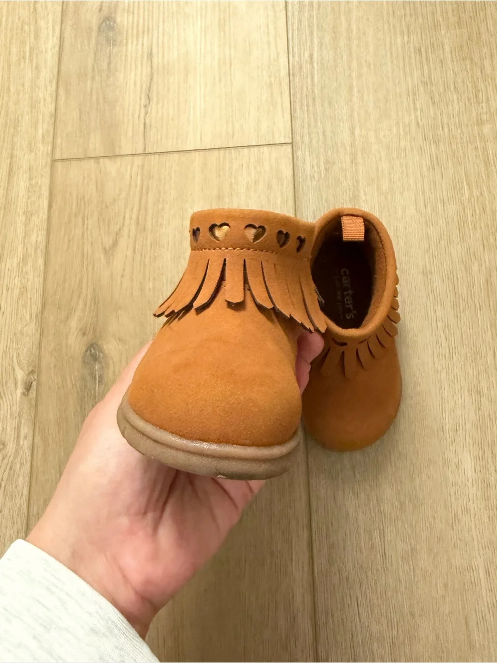 Carter's Toddler Fringe Moccasins in Rust Brown